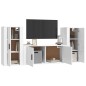 vidaXL Set de muebles de TV 3 pzas madera contrachapada blanco brillo vidaXL Set de muebles de TV 3 pzas madera contrachapada blanco brillo