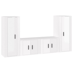 vidaXL Set de muebles de TV 4 pzas madera contrachapada blanco brillo