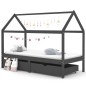 vidaXL Estructura de cama infantil y cajones madera pino gris 90x200cm vidaXL Estructura de cama infantil y cajones madera pino gris 90x200cm