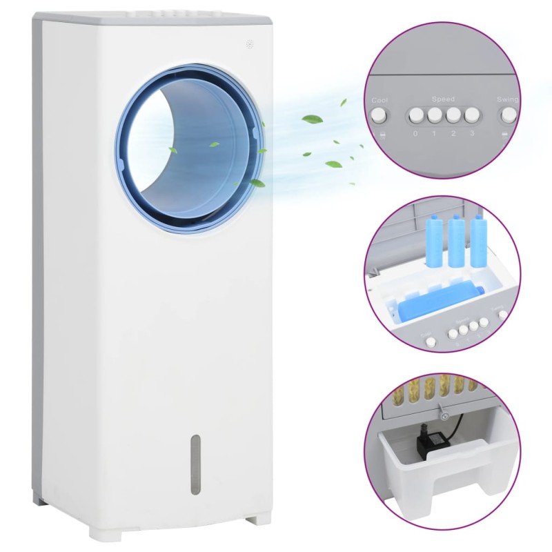 vidaXL Enfriador de aire portátil 3 en 1 blanco 264x255x680 mm 80 W