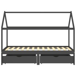 vidaXL Estructura de cama infantil y cajones madera pino gris 90x200cm