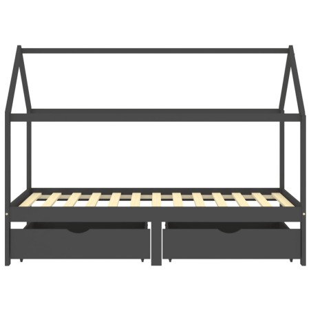 vidaXL Estructura de cama infantil y cajones madera pino gris 90x200cm