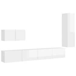 vidaXL Set de muebles de salón 4 pzas madera ingeniería blanco brillo