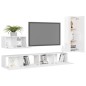 vidaXL Set de muebles de salón 4 pzas madera ingeniería blanco brillo vidaXL Set de muebles de salón 4 pzas madera ingeniería blanco brillo