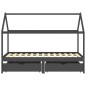 vidaXL Estructura de cama infantil y cajones madera pino gris 90x200cm vidaXL Estructura de cama infantil y cajones madera pino gris 90x200cm