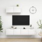 vidaXL Set de muebles de salón 3 pzas madera ingeniería blanco brillo