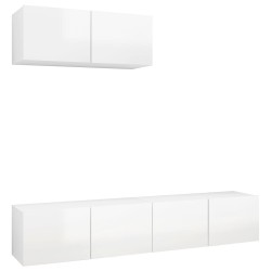 vidaXL Set de muebles de salón 3 pzas madera ingeniería blanco brillo