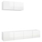 vidaXL Set de muebles de salón 3 pzas madera ingeniería blanco brillo