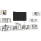 vidaXL Set de muebles de salón 8 pzas madera ingeniería blanco brillo vidaXL Set de muebles de salón 8 pzas madera ingeniería blanco brillo