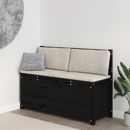 vidaXL Banco de madera maciza de pino negro 110x41x76,5 cm