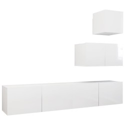 vidaXL Set de muebles de salón 4 pzas madera ingeniería blanco brillo