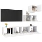 vidaXL Set de muebles de salón 4 pzas madera ingeniería blanco brillo
