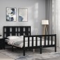 vidaXL Estructura de cama con cabecero madera maciza negro 140x200 cm