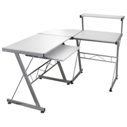 vidaXL Escritorio de esquina madera contrachapada blanco 132x112x99 cm