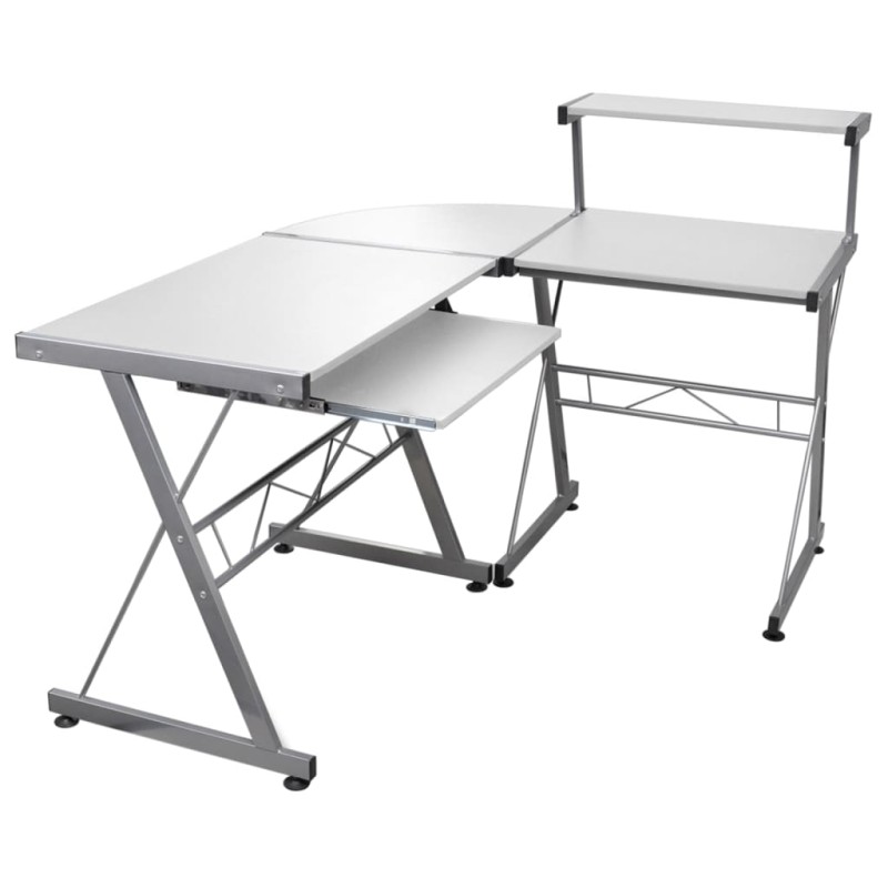 vidaXL Escritorio de esquina madera contrachapada blanco 132x112x99 cm vidaXL Escritorio de esquina madera contrachapada blanco 132x112x99 cm