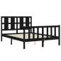 vidaXL Estructura de cama con cabecero madera maciza negro 140x200 cm
