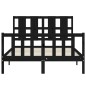 vidaXL Estructura de cama con cabecero madera maciza negro 140x200 cm