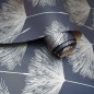 DUTCH WALLCOVERINGS Papel pintado Fleur azul marino y gris DUTCH WALLCOVERINGS Papel pintado Fleur azul marino y gris