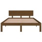 vidaXL Estructura de cama doble madera maciza marrón miel 135x190 cm