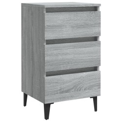 vidaXL Mesita de noche con patas de metal gris Sonoma 40x35x69 cm