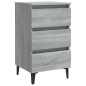 vidaXL Mesita de noche con patas de metal gris Sonoma 40x35x69 cm