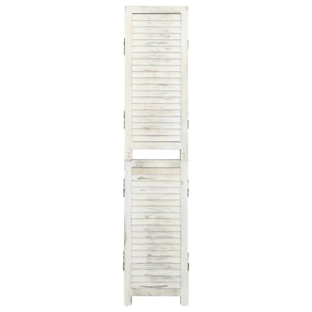 vidaXL Biombo de 6 paneles madera maciza blanco envejecido 215x166 cm