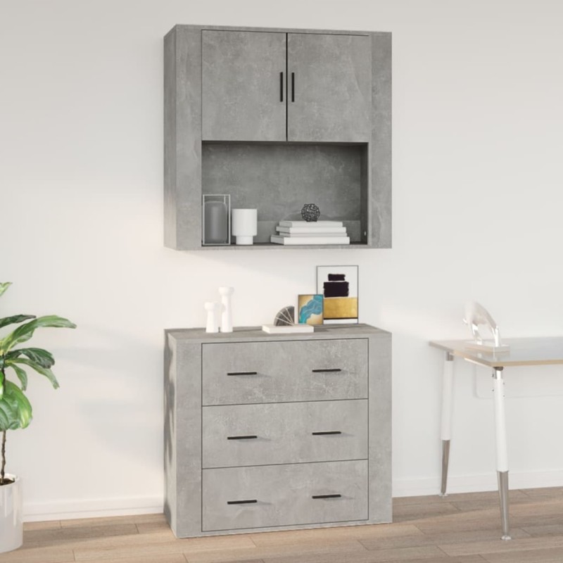 vidaXL Armario de pared madera contrachapada gris hormigón 80x33x80 cm vidaXL Armario de pared madera contrachapada gris hormigón 80x33x80 cm