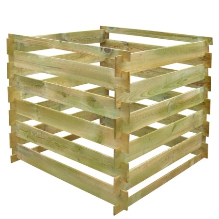 vidaXL Compostador de listones cuadrado de madera 0,54 m3 