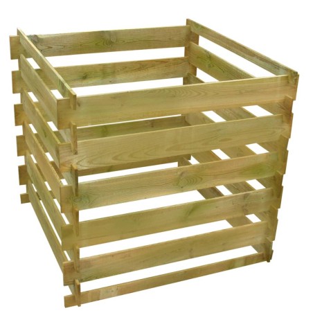 vidaXL Compostador de listones cuadrado de madera 0,54 m3 