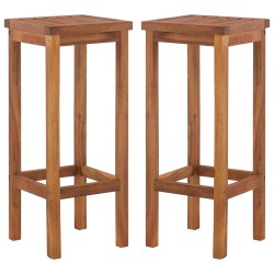 vidaXL Taburetes de cocina 2 unidades madera maciza de acacia