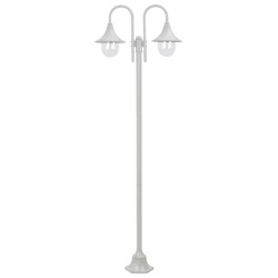 vidaXL Farola de jardín con 2 luces aluminio blanca E27 220 cm 