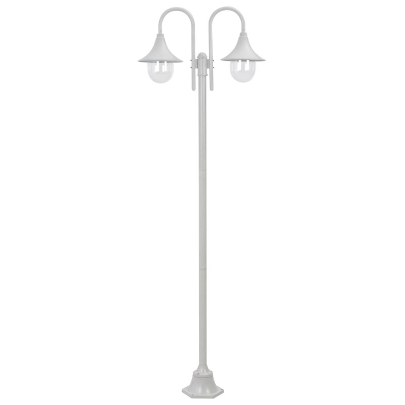 vidaXL Farola de jardín con 2 luces aluminio blanca E27 220 cm vidaXL Farola de jardín con 2 luces aluminio blanca E27 220 cm