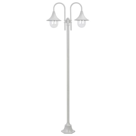 vidaXL Farola de jardín con 2 luces aluminio blanca E27 220 cm 