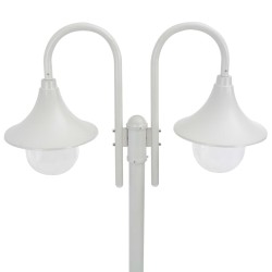 vidaXL Farola de jardín con 2 luces aluminio blanca E27 220 cm 