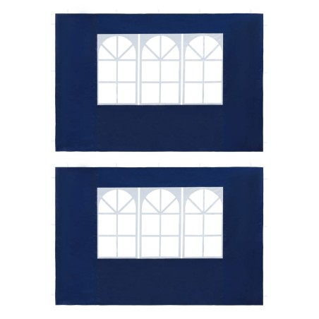 vidaXL Paredes de carpa para fiestas con ventana 2 uds PE azul