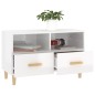vidaXL Mueble de TV madera contrachapada blanco brillo 80x36x50 cm