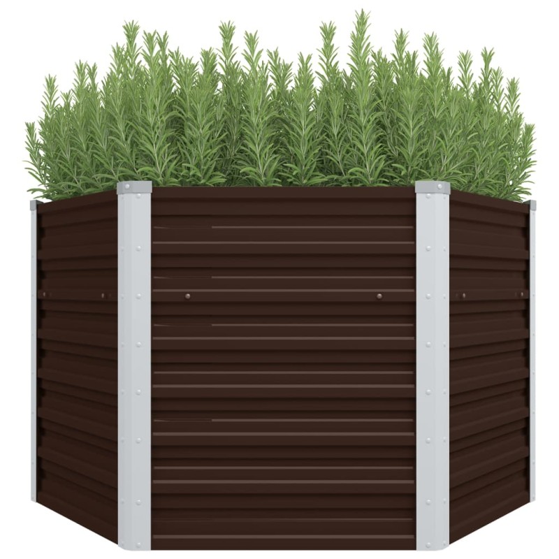 vidaXL Arriate de acero galvanizado marrón 129x129x77 cm vidaXL Arriate de acero galvanizado marrón 129x129x77 cm