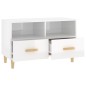 vidaXL Mueble de TV madera contrachapada blanco brillo 80x36x50 cm