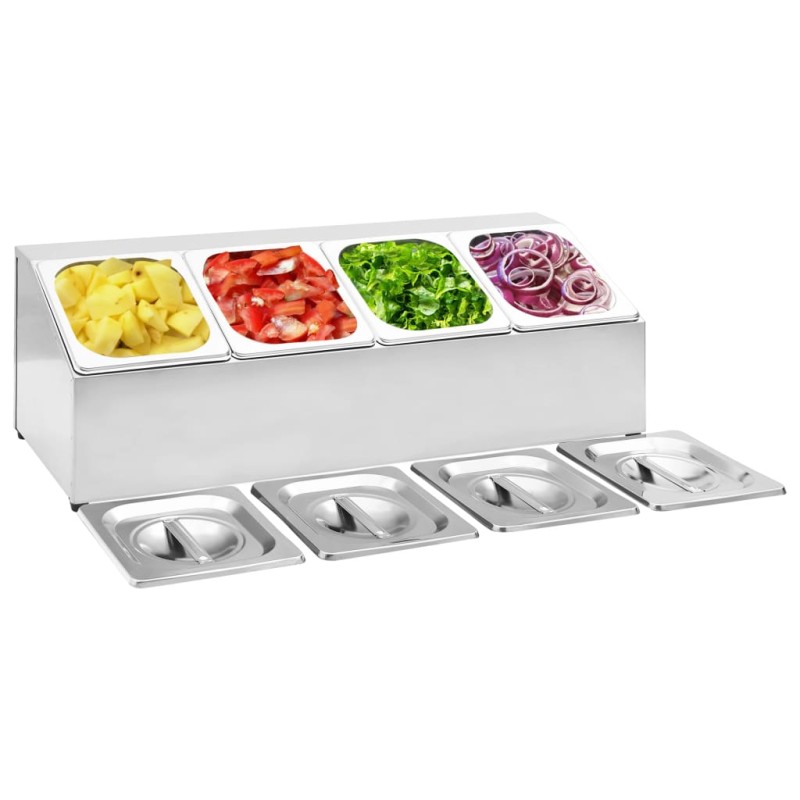vidaXL Soporte bandeja Gastronorm con 4 bandejas 1/6 acero inoxidable vidaXL Soporte bandeja Gastronorm con 4 bandejas 1/6 acero inoxidable