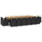 vidaXL Juego comedor jardín 17 pzas con cojines ratán sintético negro vidaXL Juego comedor jardín 17 pzas con cojines ratán sintético negro