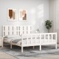 vidaXL Estructura de cama matrimonio con cabecero madera maciza blanco vidaXL Estructura de cama matrimonio con cabecero madera maciza blanco