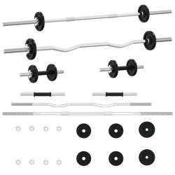 vidaXL Juego de barras y mancuernas de 30 kg hierro fundido