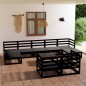 vidaXL Juego de muebles de jardín 10 pzas madera maciza de pino negro vidaXL Juego de muebles de jardín 10 pzas madera maciza de pino negro