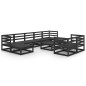 vidaXL Juego de muebles de jardín 10 pzas madera maciza de pino negro vidaXL Juego de muebles de jardín 10 pzas madera maciza de pino negro