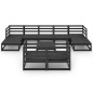 vidaXL Juego de muebles de jardín 10 pzas madera maciza de pino negro vidaXL Juego de muebles de jardín 10 pzas madera maciza de pino negro
