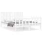 vidaXL Estructura de cama matrimonio con cabecero madera maciza blanco vidaXL Estructura de cama matrimonio con cabecero madera maciza blanco