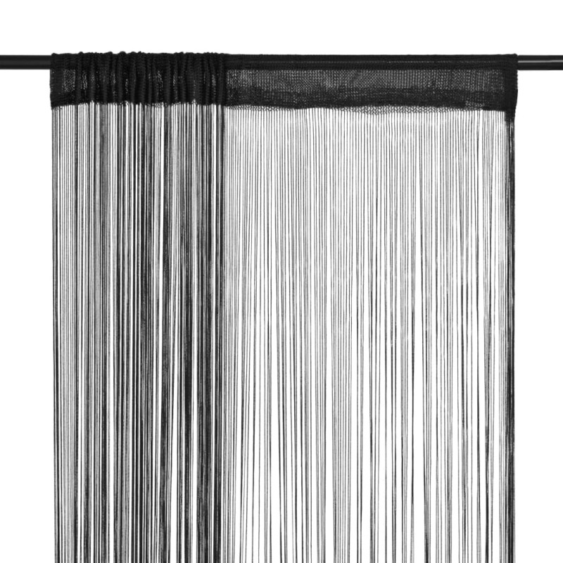 vidaXL Cortinas de flecos 2 piezas 140x250 cm negras vidaXL Cortinas de flecos 2 piezas 140x250 cm negras