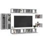vidaXL Set muebles de salón TV 8 pzas madera ingeniería gris hormigón