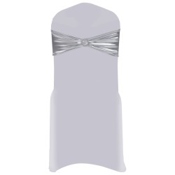 vidaXL Lazo de silla elástico 25 uds con broche de diamante plateado