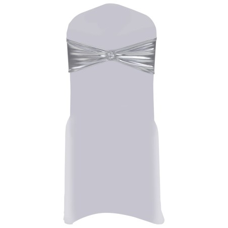 vidaXL Lazo de silla elástico 25 uds con broche de diamante plateado